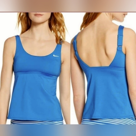 NIKE Essential‎ Tankini Top In Blue Size XS - Picture 1 of 9